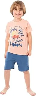 Jockey M M Cotton Set Of 2 Pieces Half Sleeves T-Shirt&Short Printed Vroom For Boys-Simon&Blue-3Year