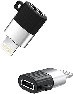 XO NB149B Mini Micro To Lightning Adapter With 2.4A Max Output Set Of 2 Pieces - Black Silver