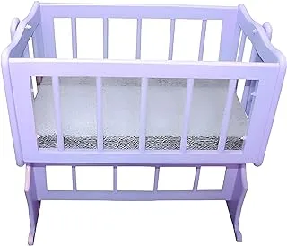 Misho Baby Beech Rocking and Fixed Baby Crib With Mattress-Purple-Size: (L:80*W:50*H:82cm)