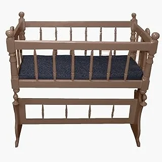 Misho Baby Beech Rocking and Fixed Baby Crib With Mattress-Brown-Size: (L:88*W:53*H:86cm)