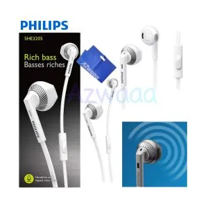Philips In-Ear Headphones SHE 3205 WT + Azwaaa Bag