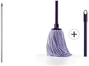 Mery 0531.22 Stick Metallic Plastic, Metal, Grey, 2 X 2 X 140 Cm + Mery 0130.00 – Mop Microfibre with Stick, Lilac