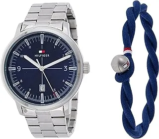 Tommy Hilfiger GIFT SET FOR MEN's, STAINLESS STEEL WATCH AND RECYCLED NYLON BRACELET- 2770149