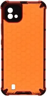 Generic Plastic Honeycomb Shockproof Transparent Back Cover With Flexible Silicone Black Edges Protective For Realme C20 6.5 Inch - Orange Black