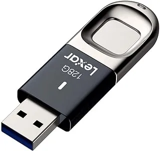 محرك فلاش Lexar Jumpdrive Fingerprint F35 سعة 128 جيجابايت USB 3.0، أسود/فضي (LJDF35-128BNL)