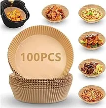 100pcs Air Fryer Disposable Paper Liner, 6. 3inch Non-Stick Air Fryer Liners, Parchment Paper for Air Fryer, Baking Paper for Air Fryer Oil-proof, Food Grade Paper Liner for Baking Roasting Microwave.