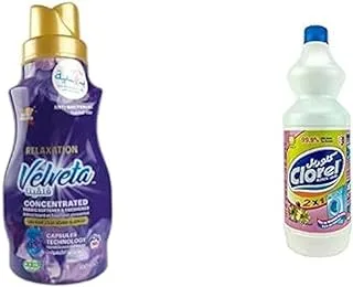 Buy Velveta Relax Perfume Concentrated Fabric Softener 400 ml, Get Clorel Liquid Bleach For Front Load - 1 kg, Floral For Free