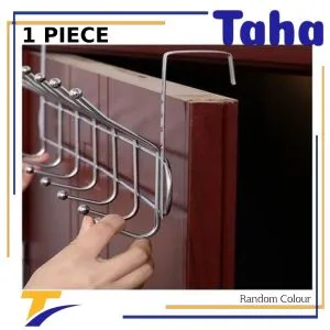 Taha Offer Stainless Hanger, Installation Behind The Door, Without Nails, 6 * 2 Hooks 1 Piece