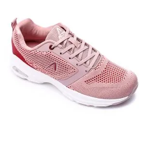 Activ Lace Up Round Toecap Sneakers - Salmon Pink & Burgundy Red