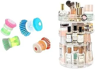 Bundle of Silicone brush baron cup bottle+SHOWAY Rotating Makeup Organizer | 360 Spinning Storage Display Case