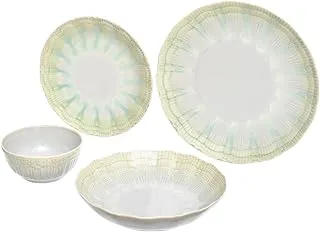 Rosa FM Light Green Coral Porcelain Dinner Set 24 Pieces - Multi Color