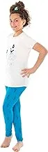 Jockey M M Cotton Set Of 2 Pieces Half Sleeves T-Shirt&Pants Printed Girls For Girls-Off White&Blue-11Year