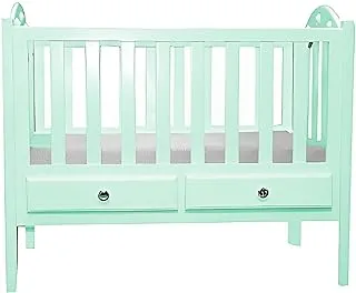 Misho Baby Beech Baby Crib With Mattress and Drawers-Mint Green-Size (L:110*W:60*H:85cm)