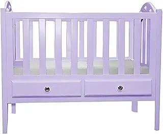 Misho Baby Beech Baby Crib With Mattress and Drawers-Purple-Size (L:110*W:60*H:85cm)