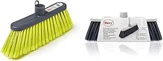 Mery Basic Universal Broom, Grey and Lime, 13 x 29 x 6 cm + Mery 0734.01 Broom for sensitive surfaces, polypropylene, grey, 27 x 4.5 x 11 cm