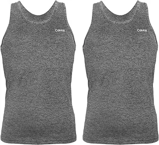 Calvino Men Set Of 2 Pieces Round Neck Sleeveless Undershirt Dry Fit Base Layer Top