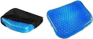 Seat cushion with non-slip cover double-layer gel cushion non-slip & breathable absorbs pressure points 39x32x4cm + Cool summer breathable honeycomb pain relief cushion for office wheelchair