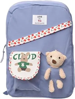 Dragon Fabric Unisex Teddy Bear Large Zipper Backpack With Front Pocket And Two Bottle Place For Kids - Multi Color