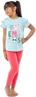 Jockey M M Cotton Set Of 2 Pieces Half Sleeves T-Shirt&Pants Printed Friends For Girls-Turquoise&Watermelon-3Year