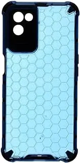 Generic Plastic Honeycomb Shockproof Transparent Back Cover With Flexible Silicone Black Edges Protective For Realme V11 5G 6.5 Inch - Blue Black