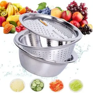 Grater, Strainer, And Kneader 3 In 1 Multifunctional Stainless Steel
