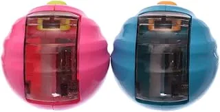 Yalong YL-191691 High Quality Material Sharpener Ball Shape with Automatic Lid Design Pack of 2 Pieces For School, Student, office - Multi Color