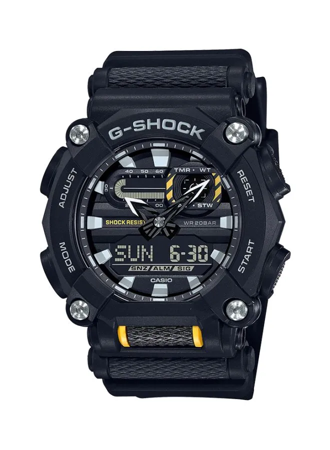 G-SHOCK ساعة يد رجالية دائرية الشكل بسوار من الراتنج أنالوج بعقارب ورقمية 52 مم - أسود - GA-900-1ADR