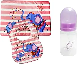 La Frutta (feeding bottle with spoon 150ml & PVC Baby Bib with baby feeding mat)