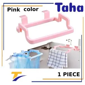 Taha Offer Hanging Garbage Bags And Towel On Kitchen Parchment Without Nails, Multi-use - 1 Piece, Pink Color