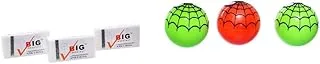 Pencil Sharpener Spider Desing With PVC Soft Eraser White set Of 6 Pcs For School, Student, Office - Multi color