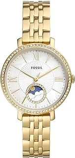 Fossil Jacqueline Sun Moon Multifunction Gold-Tone Stainless Steel Watch - ES5167, White, bracelet