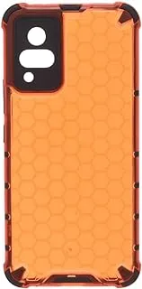 Generic Plastic Honeycomb Shockproof Transparent Back Cover With Flexible Silicone Black Edges Protective For vivo S9 6.44 Inch - Orange Black