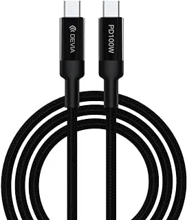 DEVIA MP-71-0 EC309 Extreme Speed 100W PD Type-C Fast Cable, 1.5 Meter Length, Black