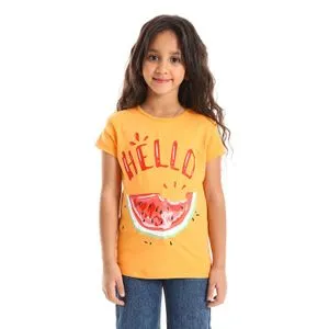 AlNasser Watermelon Printed Girls Tangarine Tees