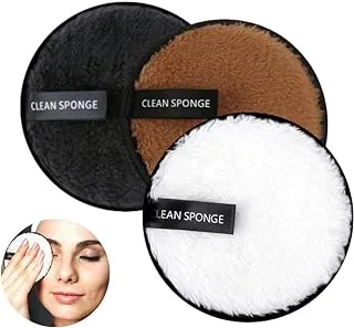 Generic Double Sided Reusable Makeup Remover Sponge Pad, 3.6 Inch Diameter - 3 Total Sponges - Powder Puff Makeup Face Brush Foundation Body Large Puffs Blending Cosmetic Fluffy Round Pieces