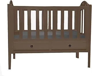 Misho Baby Beech Baby Crib With Mattress and Drawers-Brown-Size (L:110*W:60*H:85cm)