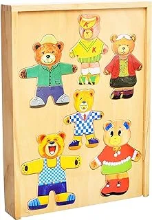 Generic Wooden Colorful Puzzle With Four Bear Design For Unisex Kids Set Of 110 Wooden Pieces - Multi Color