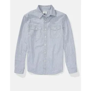 American Eagle Long Sleeve Classic Fit Denim Button-Up Shirt