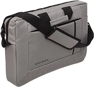 Dragon Egy Box Fabric Zipper Classic Laptop Case With Front Pocket And Shoulder Hand Strap For Laptop Protection 15 IN - Grey