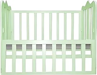 Misho Baby Beech Baby Crib With Mattress-Green-Size (L:110*W:60*H:85cm)