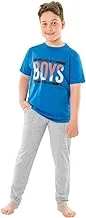 Jockey M M Cotton Set Of 2 Pieces Half Sleeves T-Shirt&Pants Printed Boy For Boys-Blue&Grey-11Year