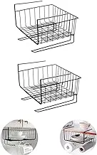 2 Pieces Under Shelf Mesh Basket, Multipurpose Storage Basket for Kitchen Pantry Organization (Black, Style 2)