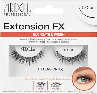 Ardell رموش صناعية تمديد FX C Curl أسود قصير متوهج نمط عيون مستديرة أو قريبة مجموعة رموش حريرية ناعمة خالية من العقد غير مرئية وصديقة للنباتيين