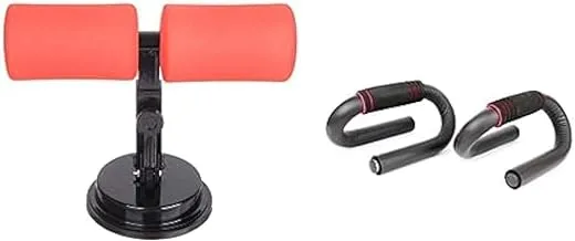 Bundle Sit up floor bar + Push up bar for workouts with foam handle, set of 2 - black and red