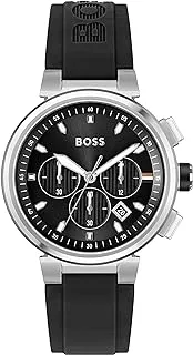 BOSS Casual Watch Rubber Strap for Men, Black