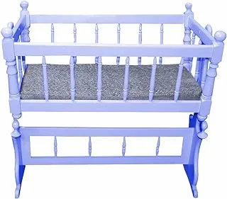 Misho Baby Beech Rocking and Fixed Baby Crib With Mattress-Blue-Size: (L:88*W:53*H:86cm)