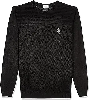 U.S. Polo Assn. Men Mixed Material-Slim-Full Sleeves-Textured Pullover Sweater