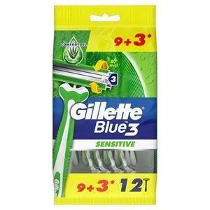 Gillette Blue3 ComfortGEL SENSITIVE (3 Sharper Blades) Razor *12+ Azwaaa Gift