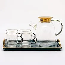 LA MAYA Glass tea set in tray, GR-18-GB Porcelain - Glass Transparent*Green