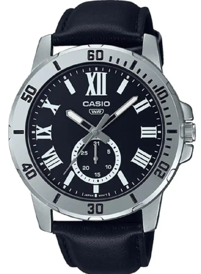 CASIO ساعة يد جلد بعقارب MTP-VD200L-1BUDF